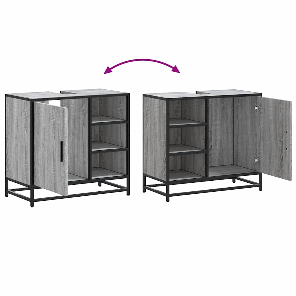 vidaXL Waschbeckenunterschrank Grau Sonoma 65x33x60 cm Holzwerkstoff