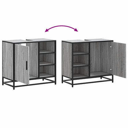 vidaXL Waschbeckenunterschrank Grau Sonoma 65x33x60 cm Holzwerkstoff