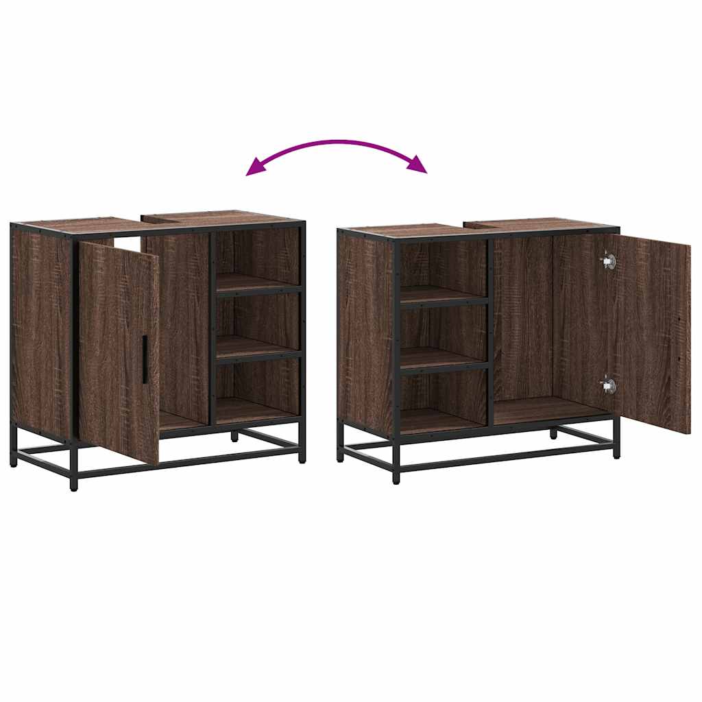 vidaXL Waschbeckenunterschrank Braun Eichen-Optik 65x33x60 cm