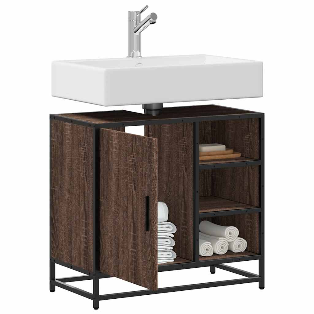 vidaXL Waschbeckenunterschrank Braun Eichen-Optik 65x33x60 cm