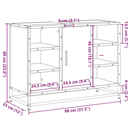 vidaXL Waschbeckenunterschrank Schwarz 80x33x60 cm Holzwerkstoff