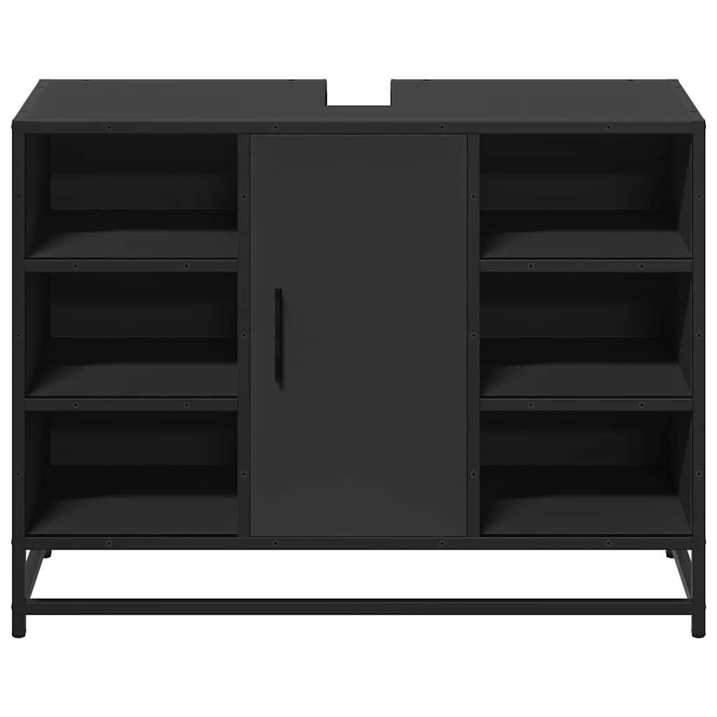 vidaXL Waschbeckenunterschrank Schwarz 80x33x60 cm Holzwerkstoff