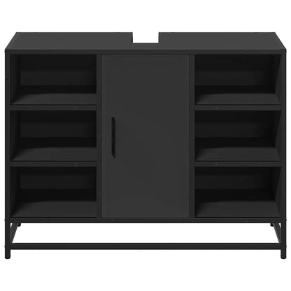vidaXL Waschbeckenunterschrank Schwarz 80x33x60 cm Holzwerkstoff
