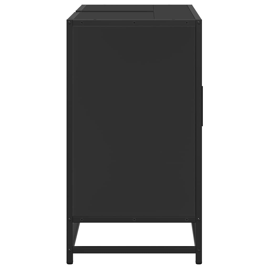 vidaXL Waschbeckenunterschrank Schwarz 80x33x60 cm Holzwerkstoff