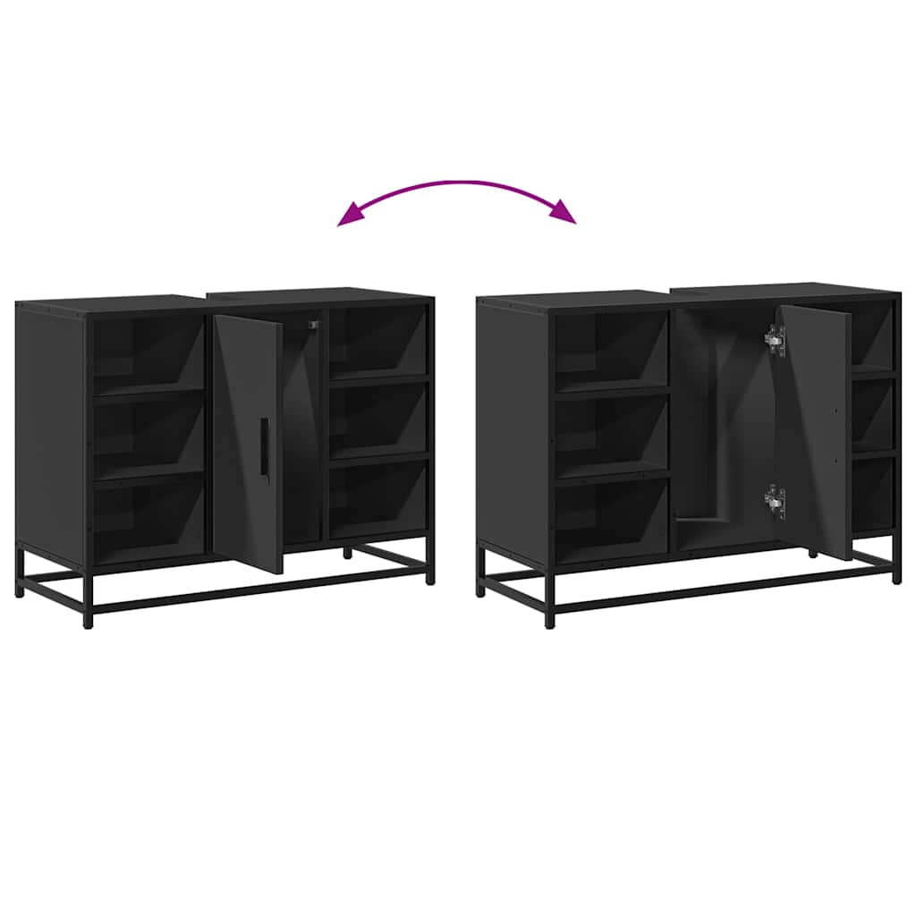 vidaXL Waschbeckenunterschrank Schwarz 80x33x60 cm Holzwerkstoff