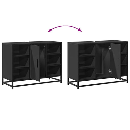 vidaXL Waschbeckenunterschrank Schwarz 80x33x60 cm Holzwerkstoff