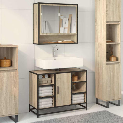 vidaXL Badezimmer-Waschbeckenschrank Sonoma-Eiche 80 x 33 x 60 cm Holzwerkstoff