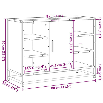 Meuble sous-lavabo chêne fumé 80x33x60 cm bois d'ingénierie vidaXL