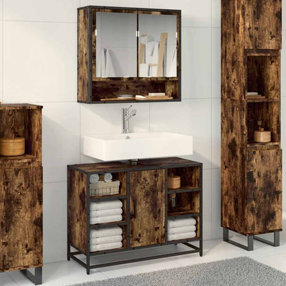 Meuble sous-lavabo chêne fumé 80x33x60 cm bois d'ingénierie vidaXL