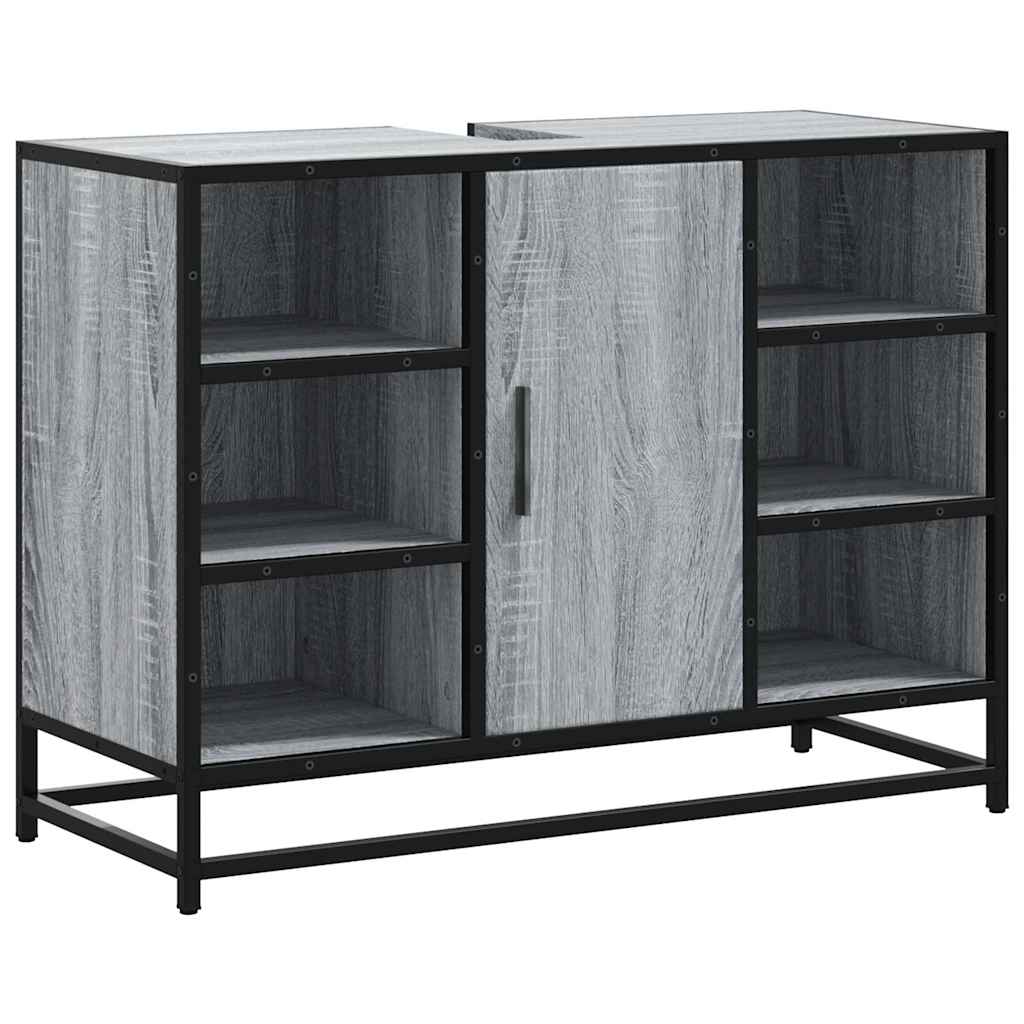 vidaXL Waschbeckenunterschrank Grau Sonoma 80x33x60 cm Holzwerkstoff