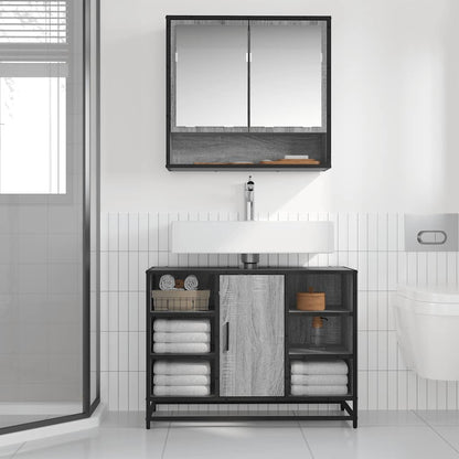 vidaXL Waschbeckenunterschrank Grau Sonoma 80x33x60 cm Holzwerkstoff