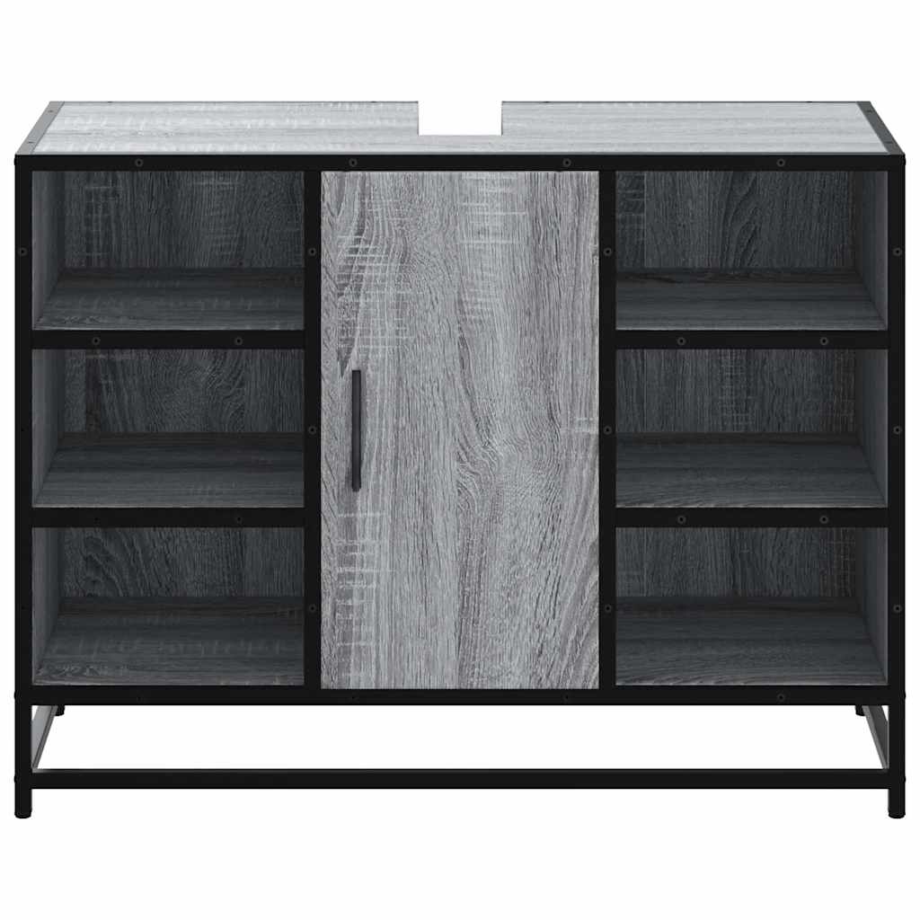 vidaXL Waschbeckenunterschrank Grau Sonoma 80x33x60 cm Holzwerkstoff