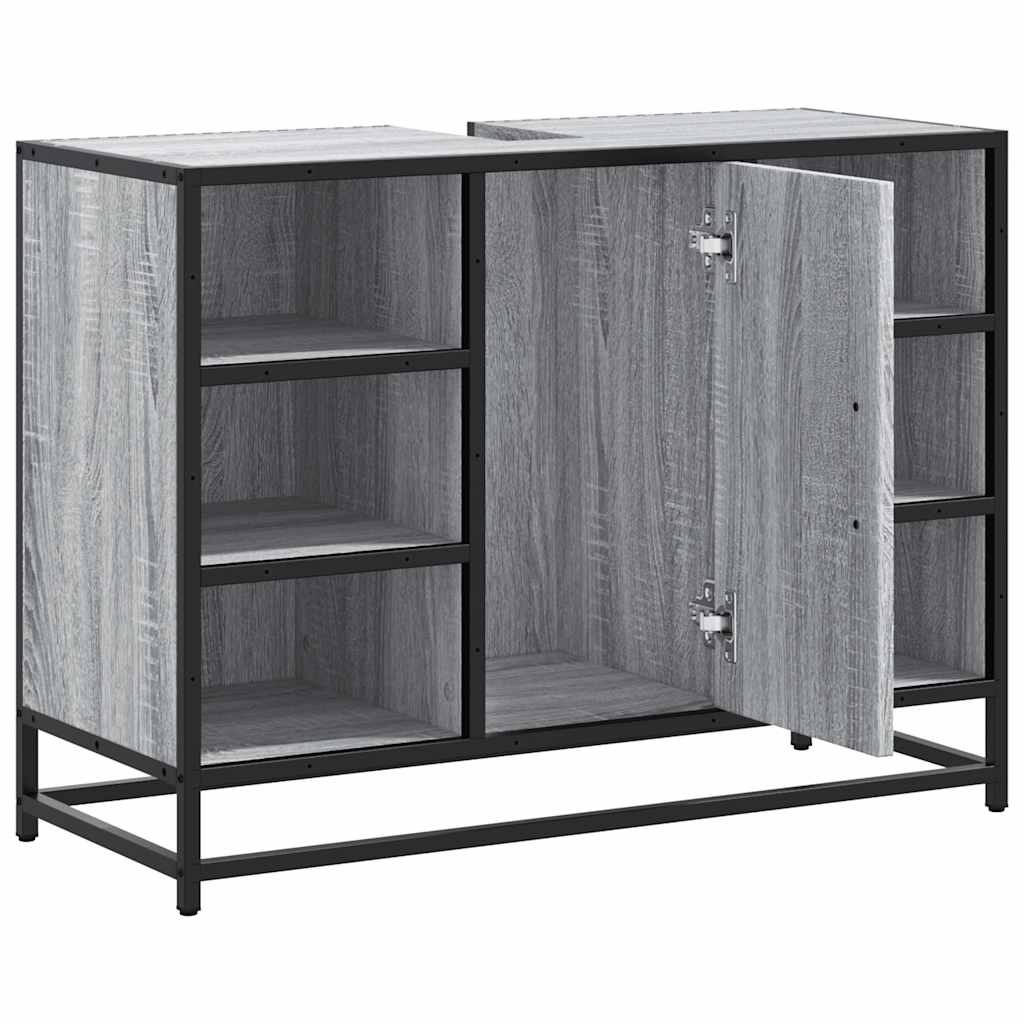 vidaXL Waschbeckenunterschrank Grau Sonoma 80x33x60 cm Holzwerkstoff