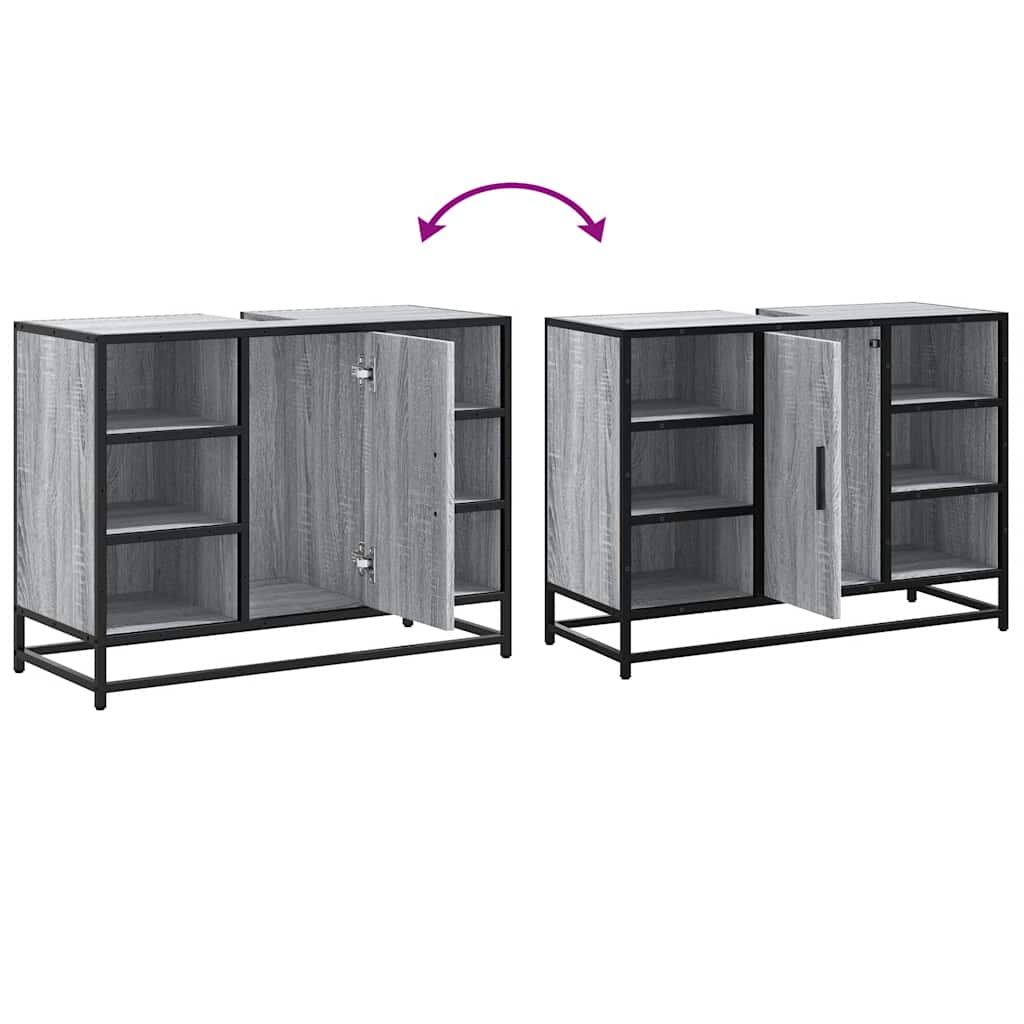 vidaXL Waschbeckenunterschrank Grau Sonoma 80x33x60 cm Holzwerkstoff