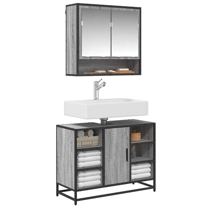 vidaXL Waschbeckenunterschrank Grau Sonoma 80x33x60 cm Holzwerkstoff
