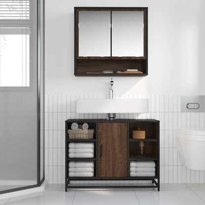 Meuble sous lavabo vidaXL aspect chêne marron 80x33x60 cm