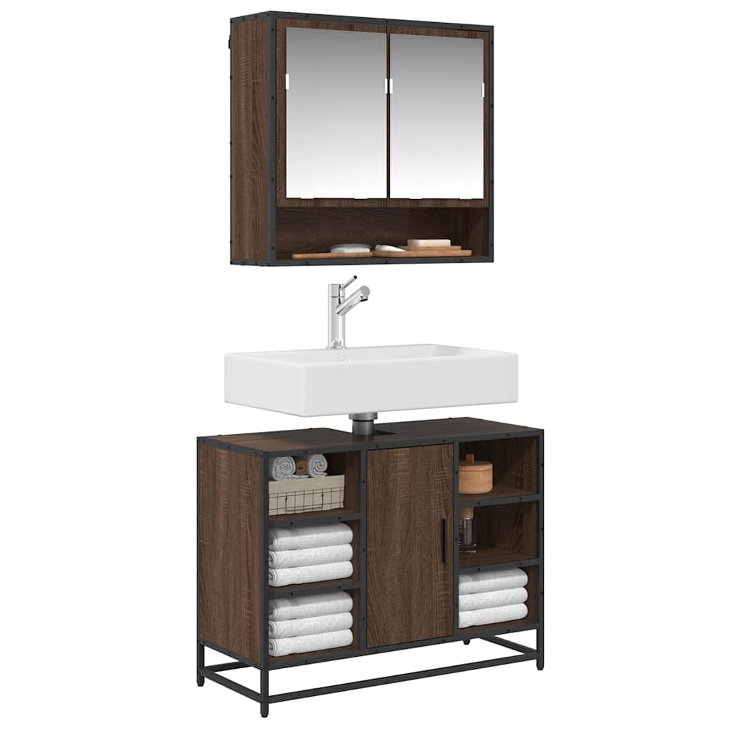 Meuble sous lavabo vidaXL aspect chêne marron 80x33x60 cm