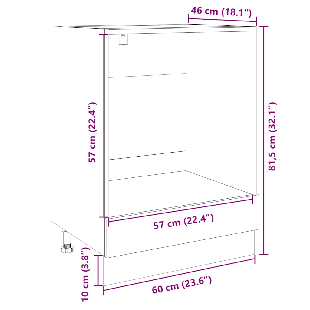 vidaXL Herdumbauschrank Sonoma-Eiche 60x46x81,5 cm Holzwerkstoff