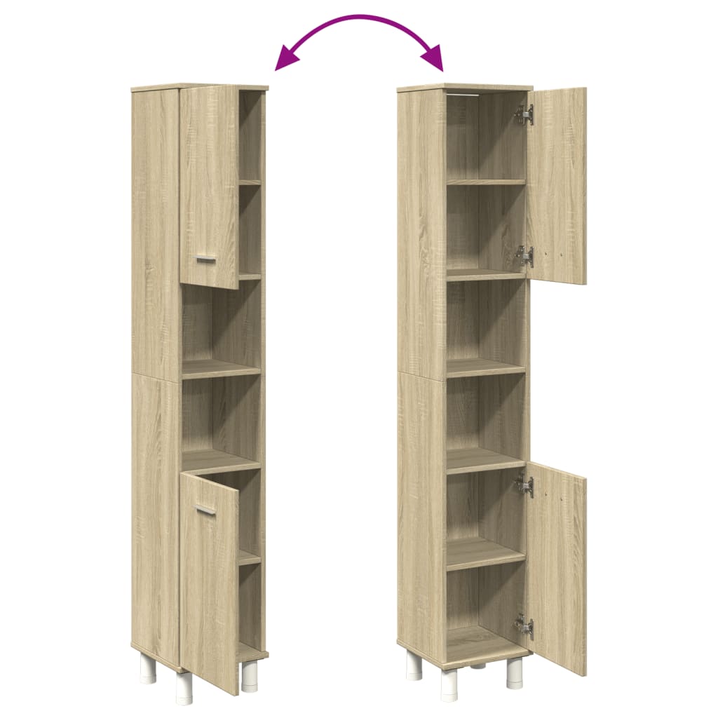 vidaXL Badschrank Sonoma-Eiche 30,5x30x179 cm Holzwerkstoff