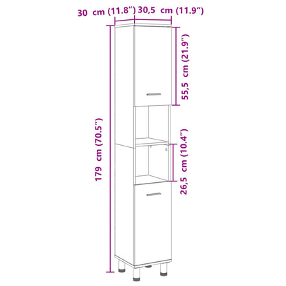 vidaXL Badschrank Sonoma-Eiche 30,5x30x179 cm Holzwerkstoff