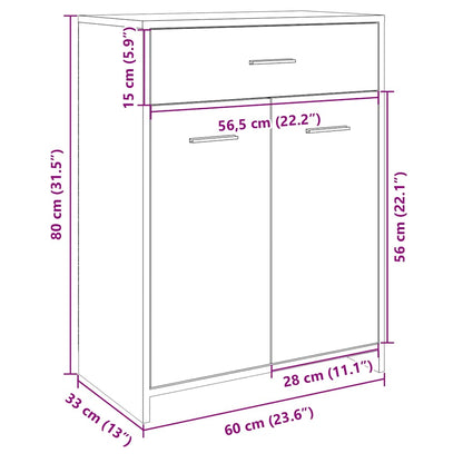 vidaXL Meuble de salle de bain chêne Sonoma 60x33x80 cm en bois d'ingénierie