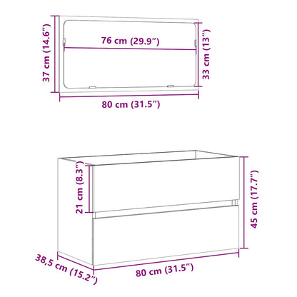 vidaXL Badschrank mit Spiegel Sonoma-Eiche 80x38,5x45 cm