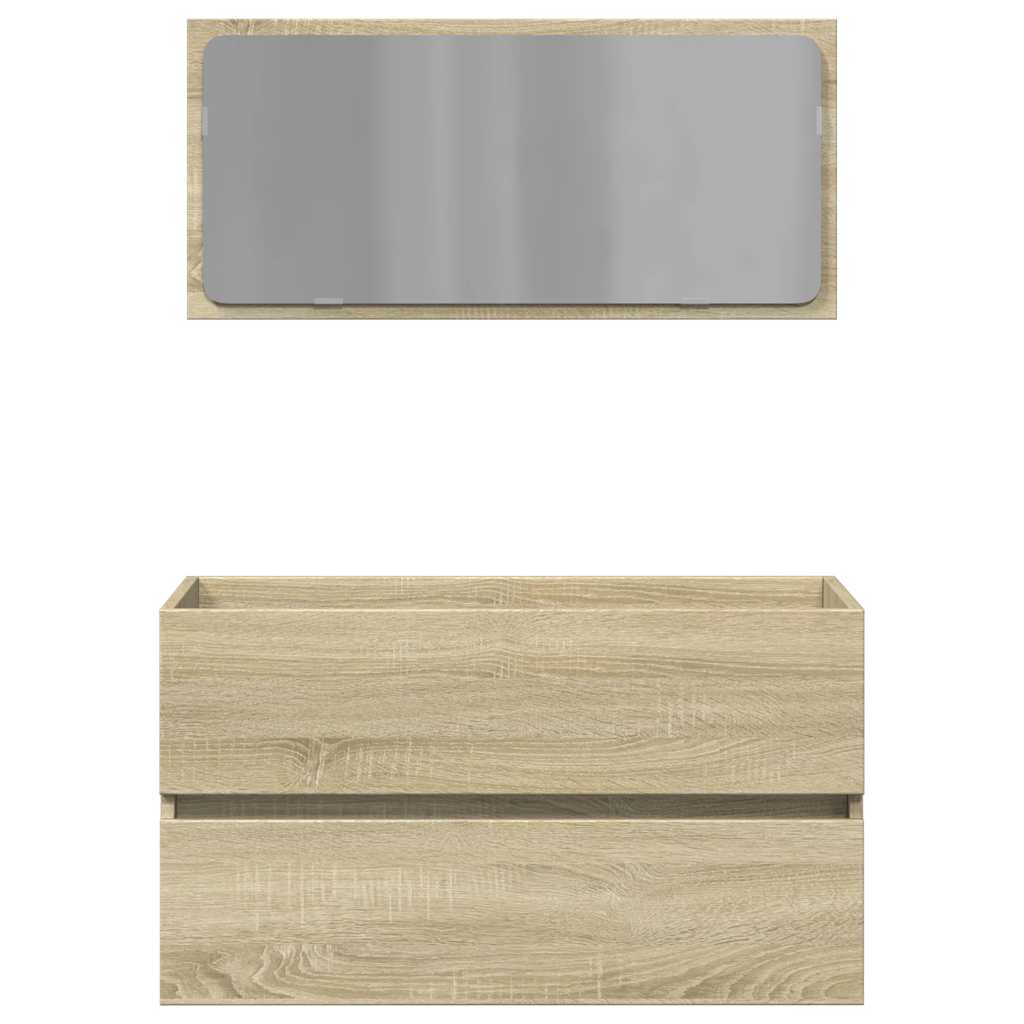 vidaXL Badschrank mit Spiegel Sonoma-Eiche 80x38,5x45 cm