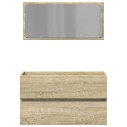 vidaXL Badschrank mit Spiegel Sonoma-Eiche 80x38,5x45 cm