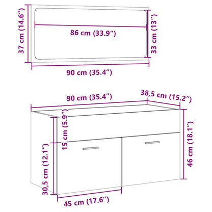 vidaXL 2-tlg. Badmöbel-Set Sonoma-Eiche Holzwerkstoff