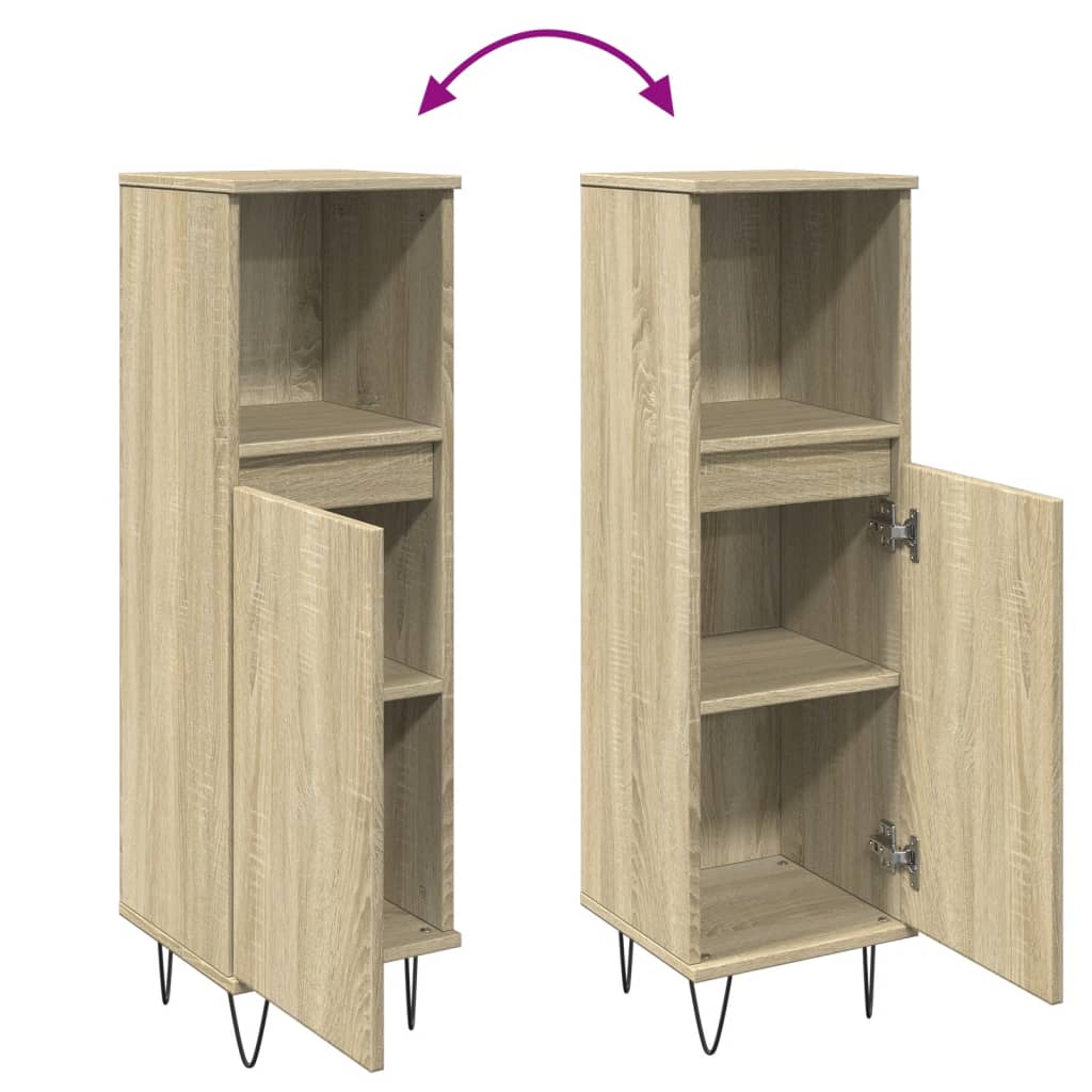 vidaXL Meuble de salle de bain chêne Sonoma 30x30x100 cm bois d'ingénierie