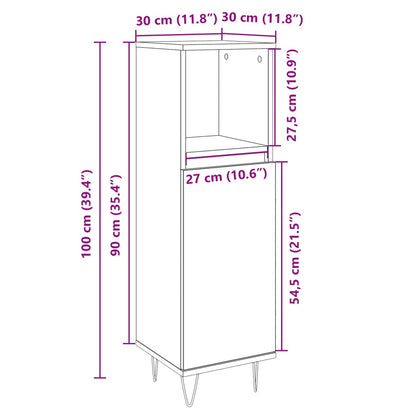 vidaXL Meuble de salle de bain chêne Sonoma 30x30x100 cm bois d'ingénierie