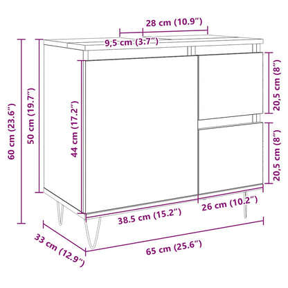 Badschrank Sonoma-Eiche 65x33x60 cm Holzwerkstoff
