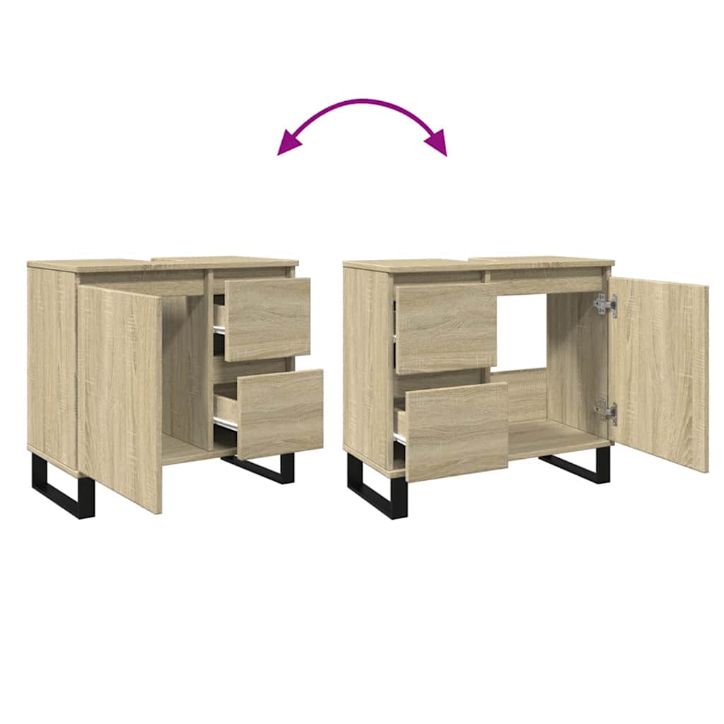 vidaXL Badschrank Sonoma-Eiche 65x33x60 cm Holzwerkstoff