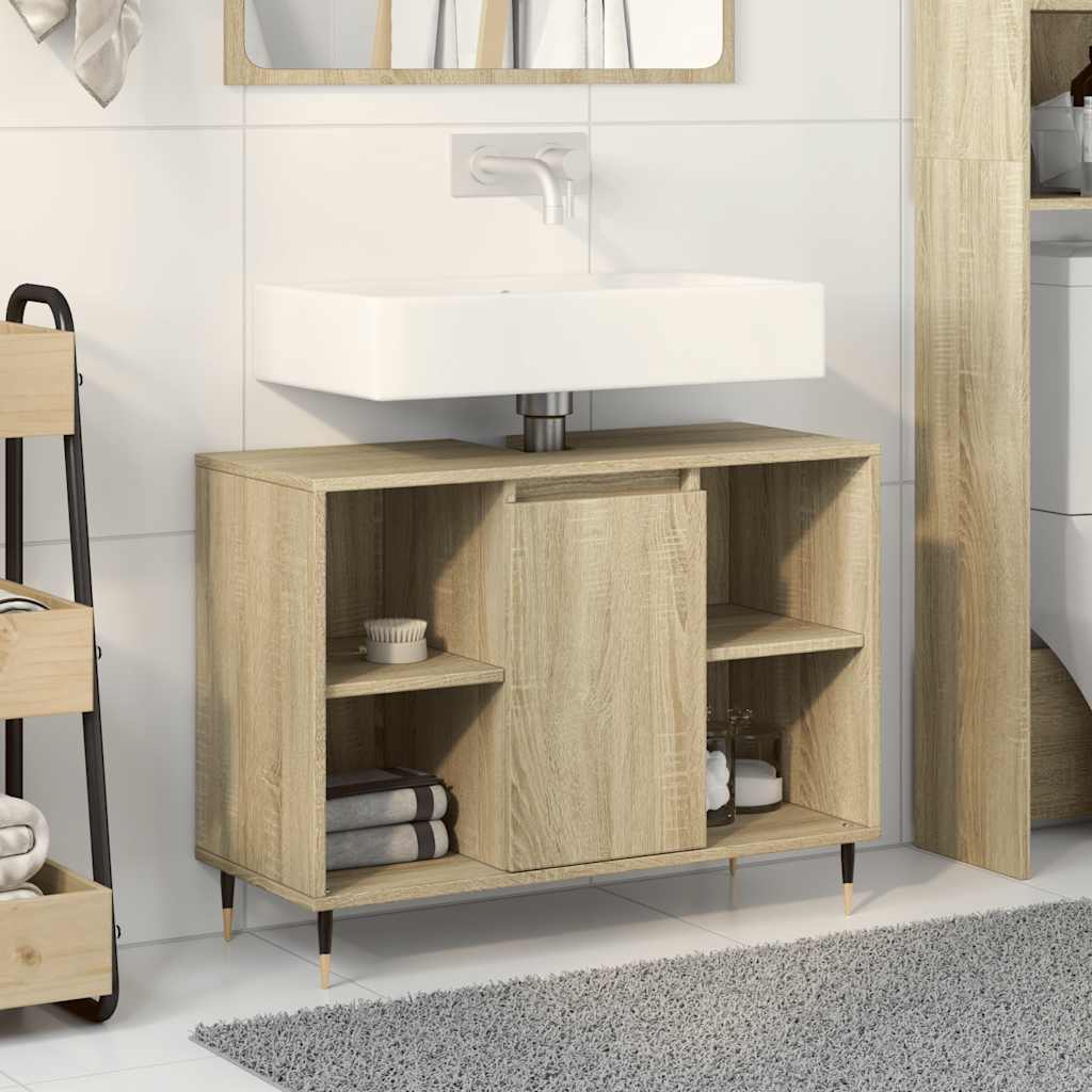 vidaXL Meuble sous lavabo chêne Sonoma 80x33x60 cm Bois d'ingénierie
