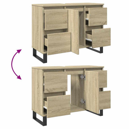 vidaXL Badschrank Sonoma-Eiche 80x33x60 cm Holzwerkstoff