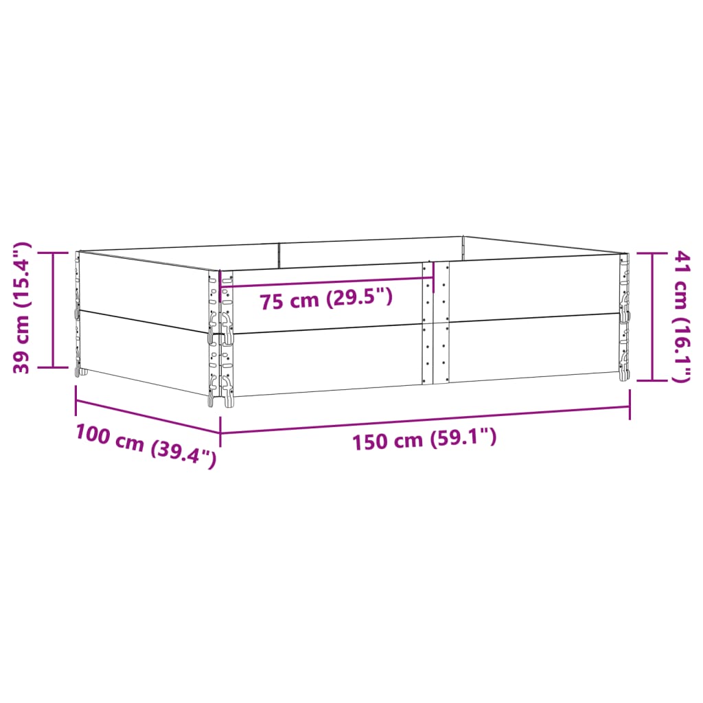 vidaXL Pflanzkasten Grau 150x100 cm Massivholz Kiefer