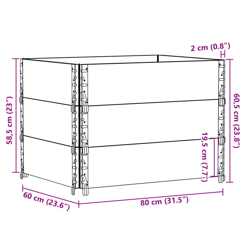 vidaXL Pflanzkasten Schwarz 80x60 cm Massivholz Kiefer