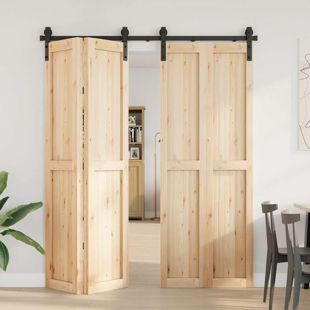 Schiebetürbeschlag-Set 183 cm Stahl Schwarz