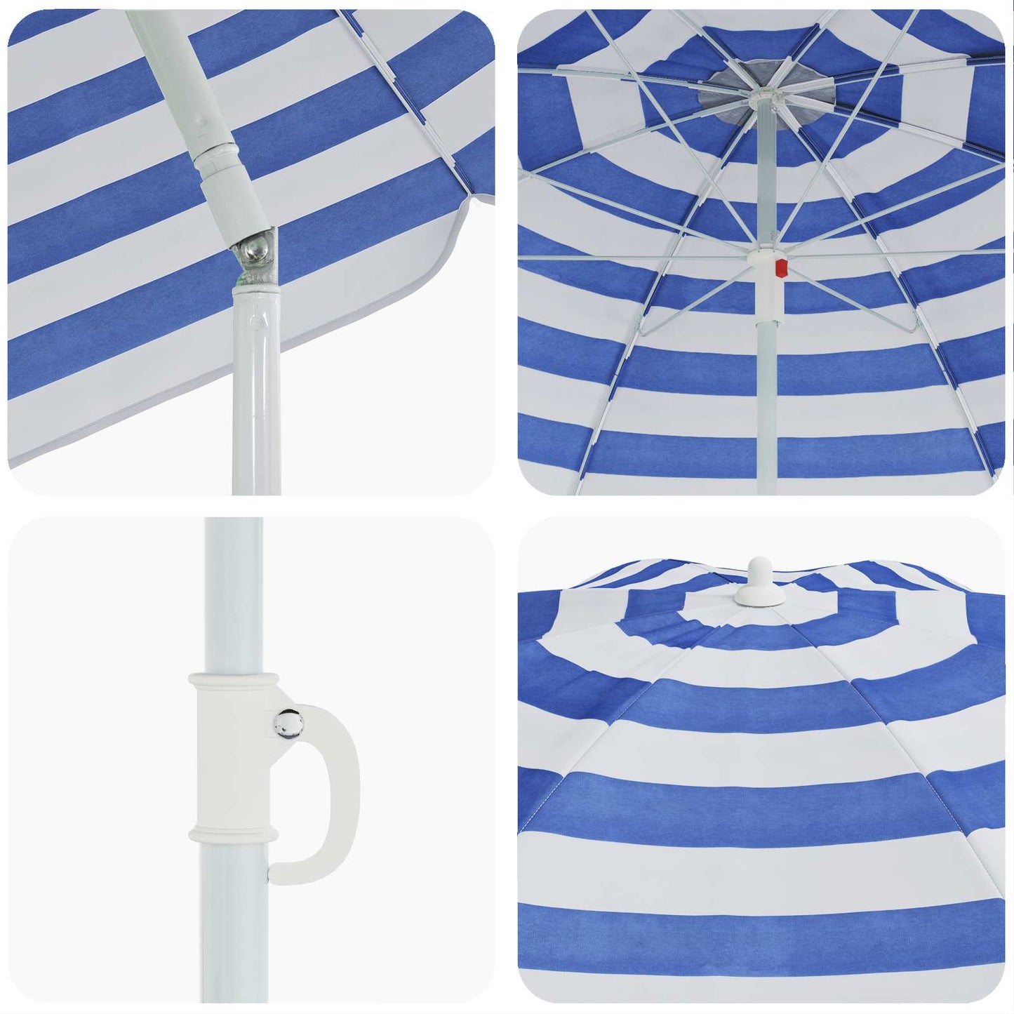 vidaXL Sonnenschirm Blau und Weiß 161 x 161 x 193 cm Polyester