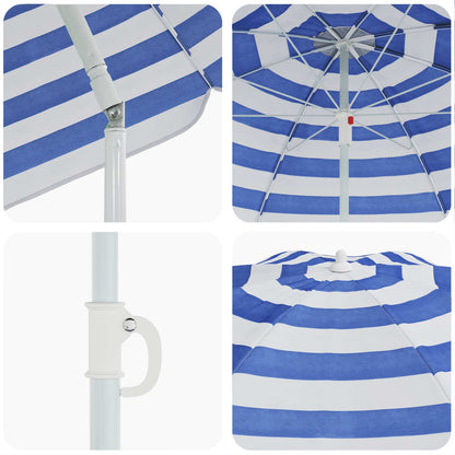 vidaXL Sonnenschirm Blau und Weiß 161 x 161 x 193 cm Polyester