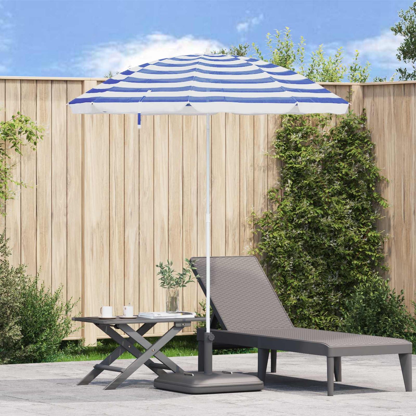 vidaXL Strandparasol Blau und Weiß 206 x 206 x 212 cm