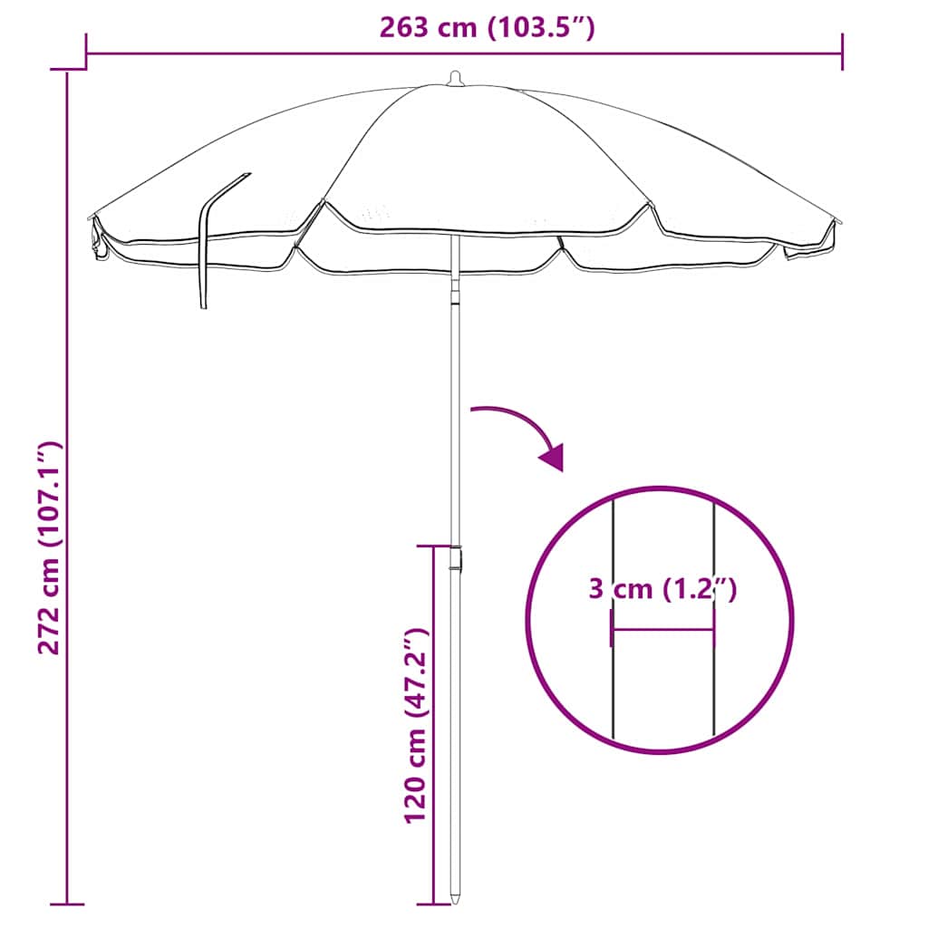 vidaXL Strandparasol Blau und Weiß 263 x 263 x 272 cm