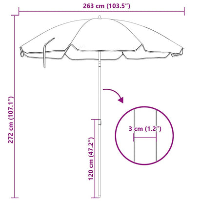 vidaXL Strandparasol Blau und Weiß 263 x 263 x 272 cm