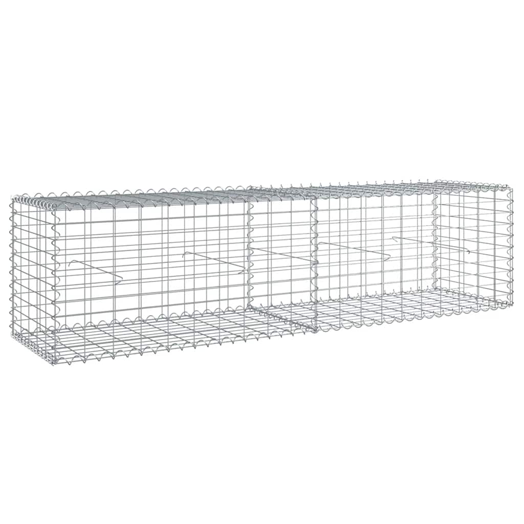 vidaXL Gabione mit Deckel 200x50x50 cm Verzinktes Eisen