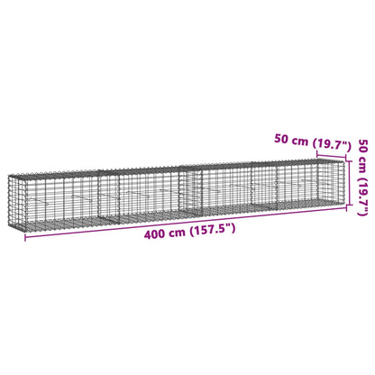 vidaXL Gabionenkorb mit Deckel 400x50x50 cm Verzinktes Eisen