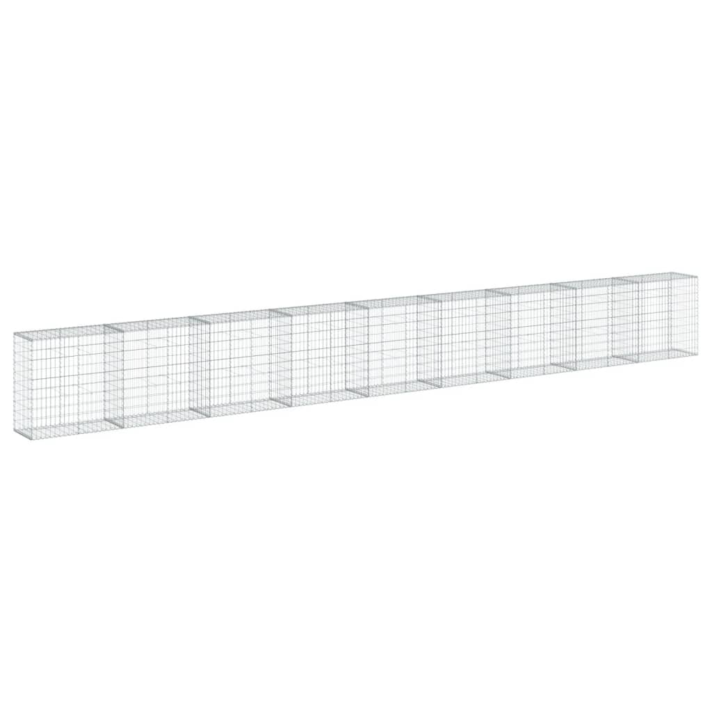 vidaXL Gabione mit Deckel 900x50x100 cm Verzinktes Eisen