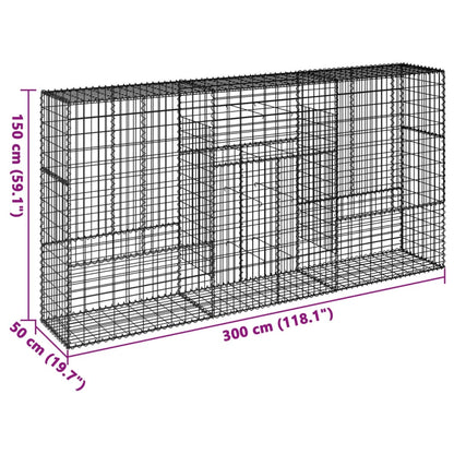 vidaXL Gabione mit Deckel 300x50x150 cm Verzinktes Eisen