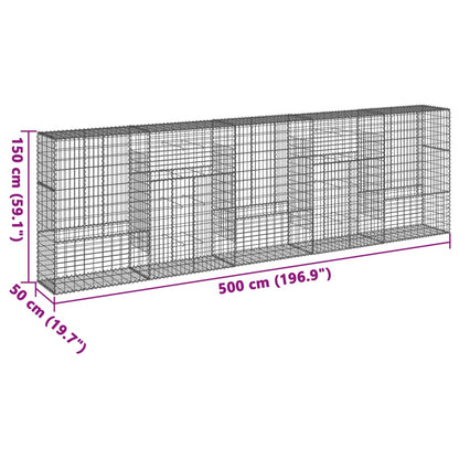 vidaXL Gabionenkorb mit Deckel 500x50x150 cm Eisen verzinkt