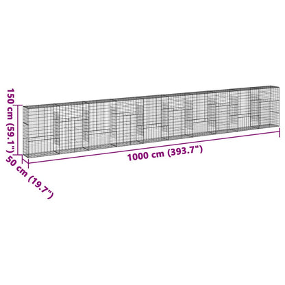 vidaXL Gabione mit Deckel 1000x50x150 cm Verzinktes Eisen