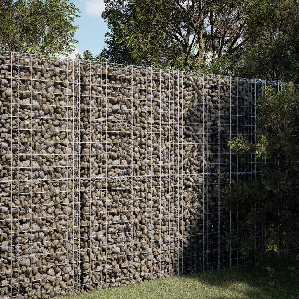 vidaXL Gabione mit Deckel 100x50x200 cm Verzinktes Eisen